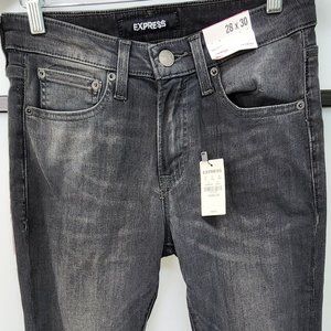 BNWT Express Skinny Stretch + Hyper Stretch Gray Washed Jeans Size 28x30